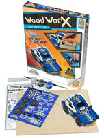 Wood Worx Slot Police Car Paint Build Stick Play Kids Craft Kit Toy