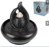 22cm Black Speckled Water Fountain With Light