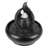 22cm Black Speckled Water Fountain With Light