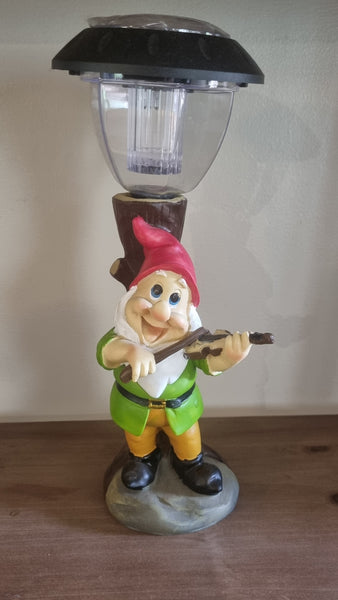 Gnome Playing Violin Solar Light