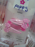 Pink Poppy Bow Snap Hairclips