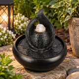 22cm Black Speckled Water Fountain With Light - The Bowerbirds Nest of Treasures