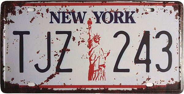 License Plate Logo Vintage Style Retro Decoration New York