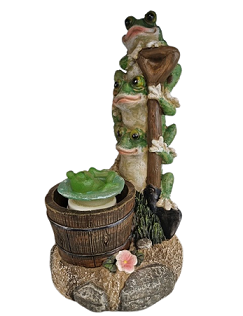 Solar Rotating Frogs Home Garden Statue
