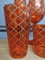 Orange Glassware Wine Drink Glass 16 Piece Set Kitchen Home Decor