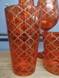 Orange Glassware Wine Drink Glass 16 Piece Set Kitchen Home Decor