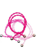 Pink Poppy Beaded Hair Tie Elastic Set