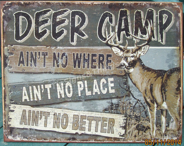 Deer Camp Metal Tin Sign Barware Mancave Garage Fathers Day Gift