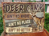 Deer Camp Metal Tin Sign Barware Mancave Garage Fathers Day Gift