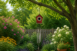 Bird House Windchime Garden Decor
