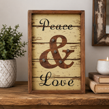 LED LIGHT SIGN Peace & Love Timber Sign Wall Art - The Bowerbirds Nest of Treasures