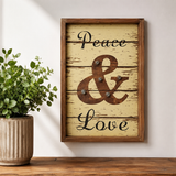 LED LIGHT SIGN Peace & Love Timber Sign Wall Art - The Bowerbirds Nest of Treasures