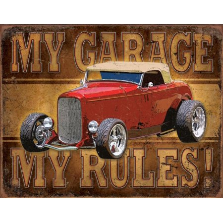 My Garage My Rules Metal Tin Sign Barware Mancave Garage Fathers Day Gift
