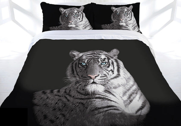 Tiger Blue Eyes Double Bed Quilt Doona Duvet Cover Set - The Bowerbirds Nest of Treasures