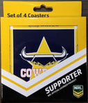 Official Licensed NRL North Queensland Team Logo Set 4 Cork Drink Coasters - The Bowerbirds Nest of Treasures