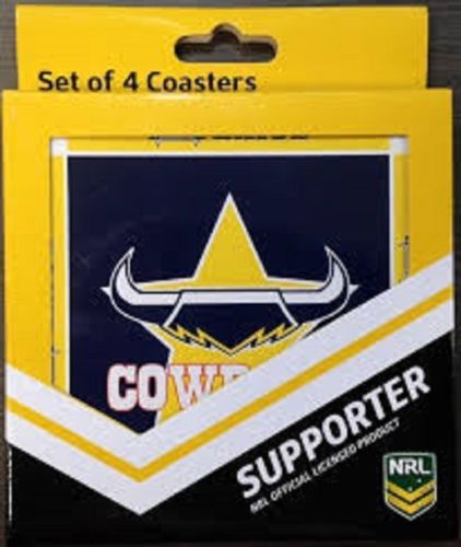 Official Licensed NRL North Queensland Team Logo Set 4 Cork Drink Coasters - The Bowerbirds Nest of Treasures