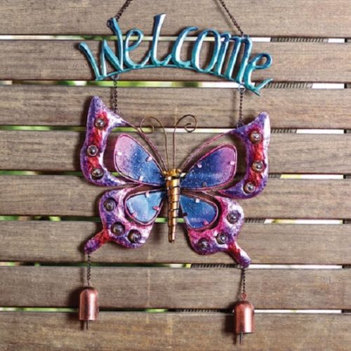 Welcome Butterfly Windchime Wind Bell Garden Decoration - The Bowerbirds Nest of Treasures