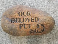 OUR BELOVED PET Dog Cat MEMORIAL ROCK STONE CONCRETE GARDEN STATUE ORNAMENT - The Bowerbirds Nest of Treasures