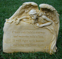 Inspirational Angel Tears Memorial Heaven Rock Concrete Garden Ornament Statue - The Bowerbirds Nest of Treasures