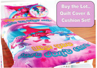 DREAMWORKS TROLLS Single Bed Size Quilt Doona Duvet Cover Cushion Set - The Bowerbirds Nest of Treasures