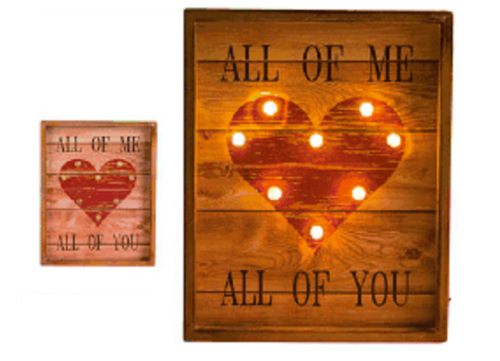 LED LIGHT SIGN ALL OF ME ALL OF YOU LOVE HEART TIMBER WALL ART HOME DECOR GIFT - The Bowerbirds Nest of Treasures