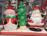 CHRISTMAS Santa Claus Snow Man Salt & Pepper Shaker Set Ornament Gift - The Bowerbirds Nest of Treasures