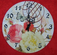ROSES Flowers with Butterfly Wall Hung Clock Home Decor - The Bowerbirds Nest of Treasures