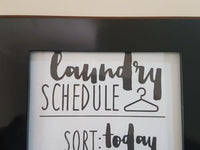 LAUNDRY SCHEDULE SORT WASH FOLD SIGN WALL ART FRAME HOME DECOR - The Bowerbirds Nest of Treasures