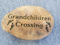Grandchildren Crossing Rock Stone Concrete Garden Statue Ornament - The Bowerbirds Nest of Treasures