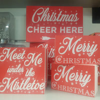 Meet Me Under The Mistletoe Wooden Block Decoration