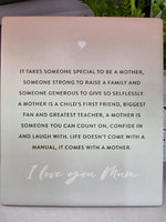 I Love You Mum Verse Plaque