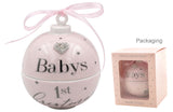 Babys 1st Christmas Bauble Trinket Pink