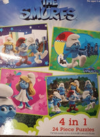 The Smurfs 4 in 1 24 Piece Jigsaw Puzzles - The Bowerbirds Nest of Treasures