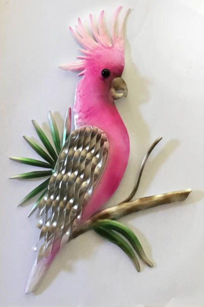 Pink Cockatoo Metal Wall Art Unique Gift
