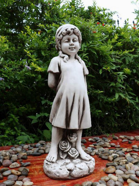 Girl Holding Rose Garden Statue Ornament