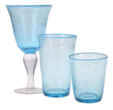 Blue Rim & Bubble Glassware Set