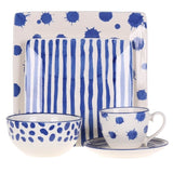Whitehaven Spot Blue/White Ceramic Dinnerware Set 20 Peice Collection