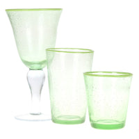 Green Rim & Bubble Glassware 12 Piece Set