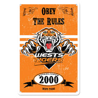 Nrl Wests Tigers Retro Tin Sign