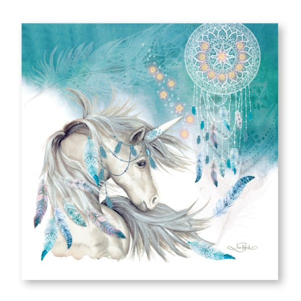Teal Mystical Spirit Lisa Pollock Unicorn LED Wall Canvas - The Bowerbirds Nest of Treasures