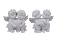 Twin Cherubs Holding Love Heart