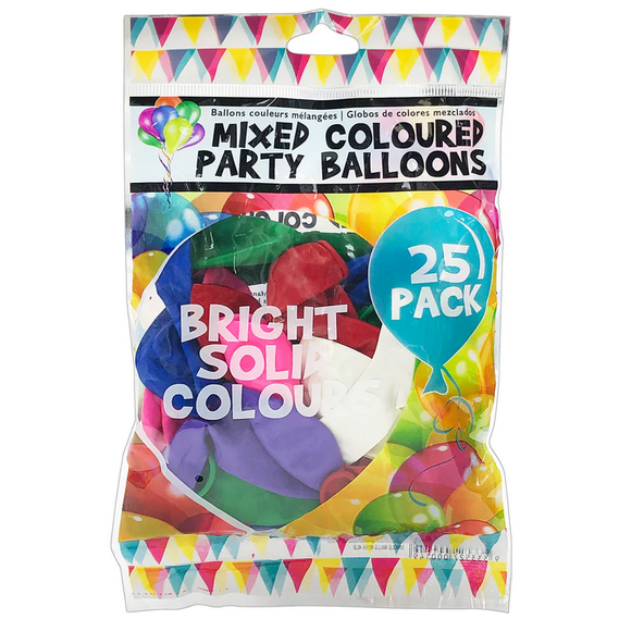 Balloons Bright Solid Colours 25 Pack