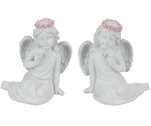 Sitting Angel with Rose Band