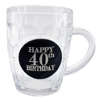 Happy 40th Birthday Straight Dimple Stein Glass