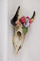 Floral Tribal Cow Skulll  Wall Hanger Statue