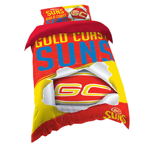AFL Gold Coast Suns Single Bed Quilt Cover Set
