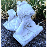 Girl Laying Reading Book Garden Statue Ornament