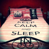 Keep Calm Double Bed Quilt Doona Duvet Cover Set Bedroom Decor