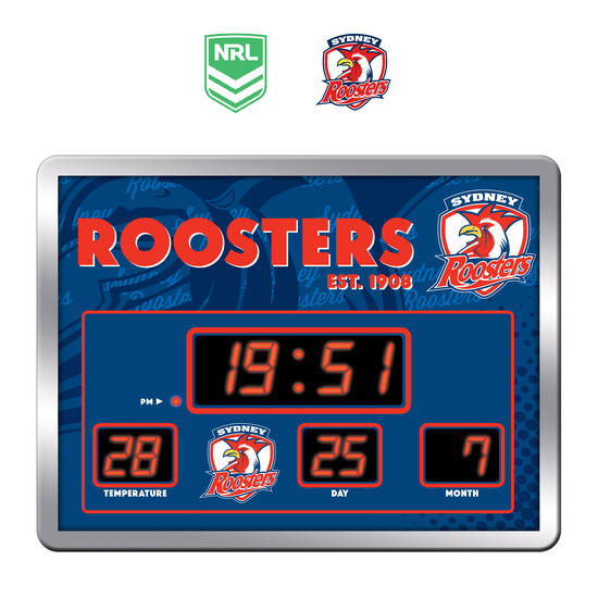 NRL Sydney Roosters Digital LED Scoreboard Clock