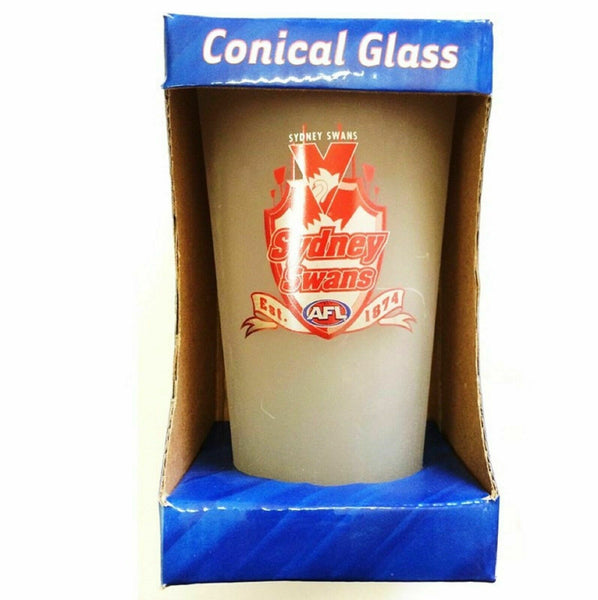 Sydney Swans Official AFL Frosted Conical Glass Team Logo 450ml